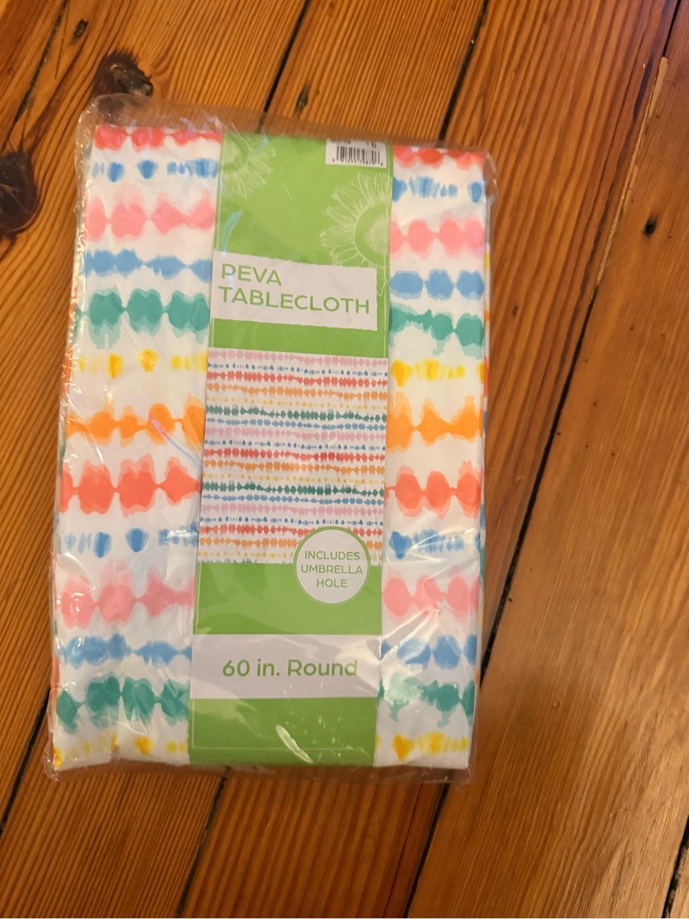 PEVA Tablecloth Round 60 in - Multicolor Pattern